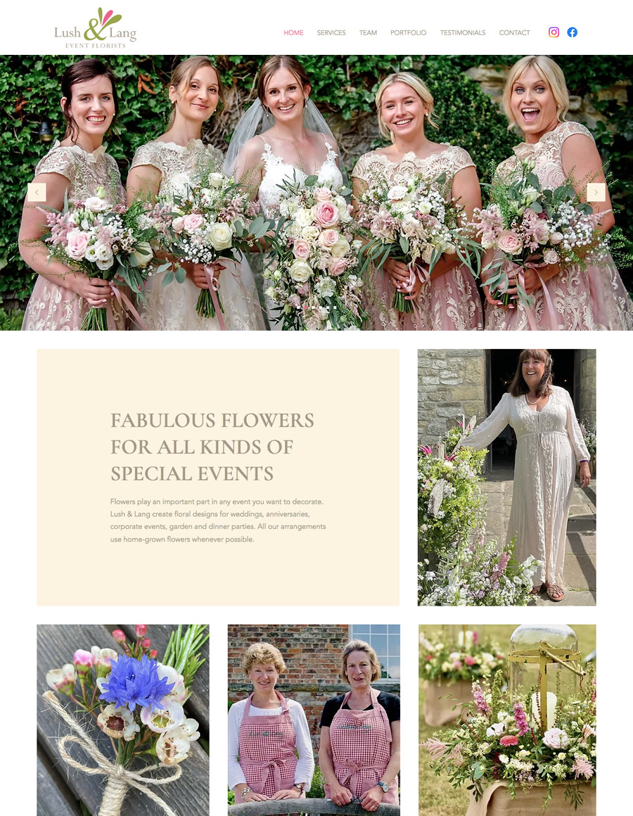 lush and lang event florists home page